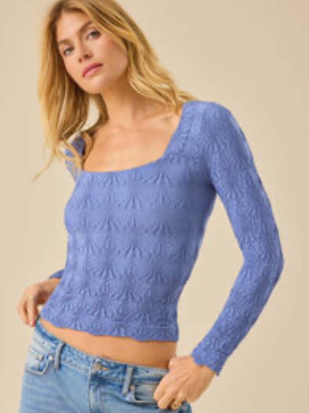 NWT Altar'd State Blaire Seamless Floral Long Sleeve Textured Top (Size S/M)